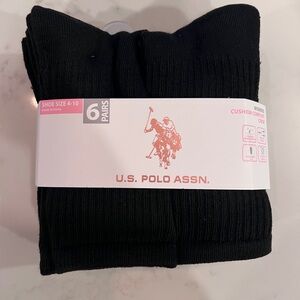 U.S. Polo Assn. Black Cushion Comfort Crew Socks - 6 Pack